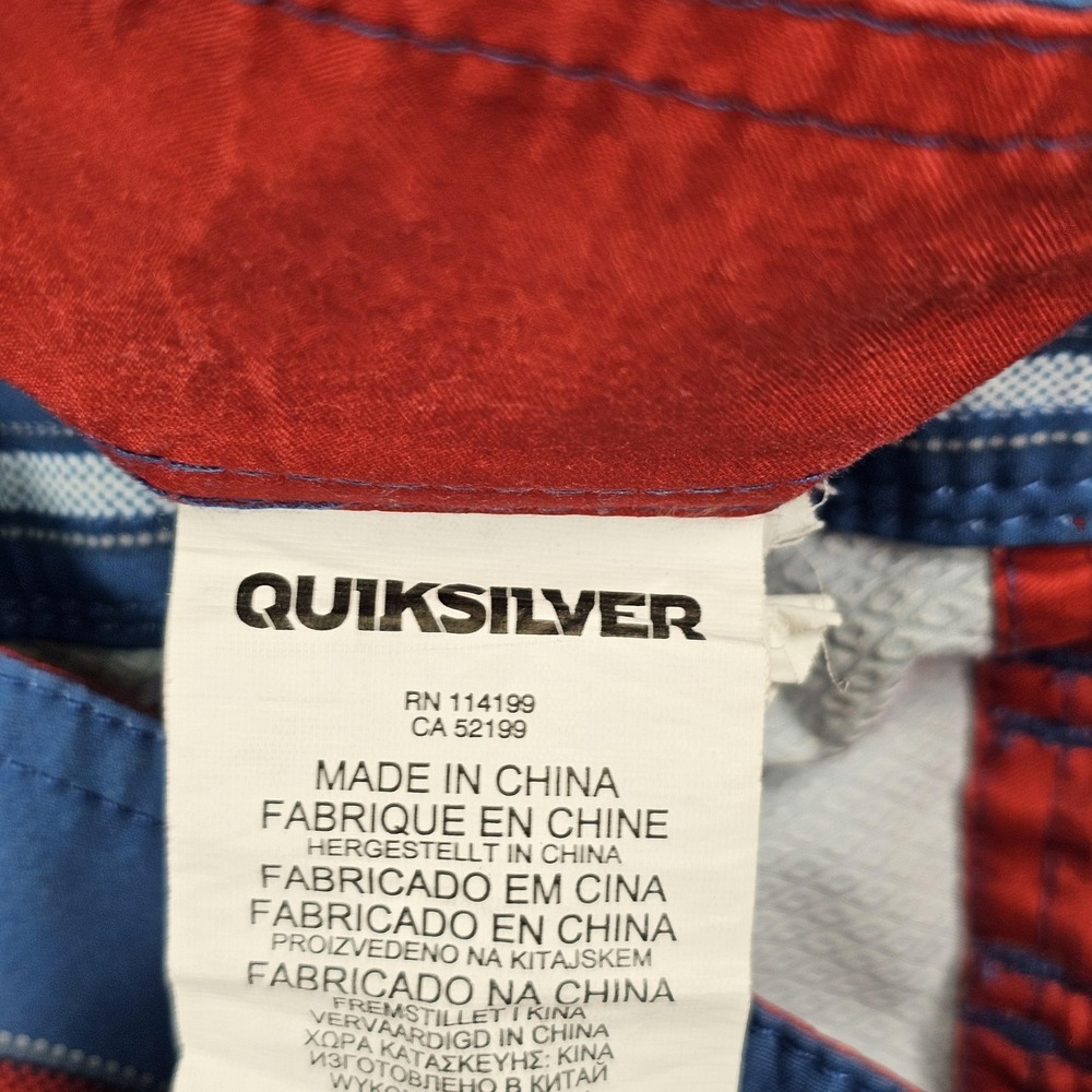 Quiksilver Waterman Board Shorts Mens 32 Blue Plaid Cargo Swim Trunks Pocket - Picture 8 of 10